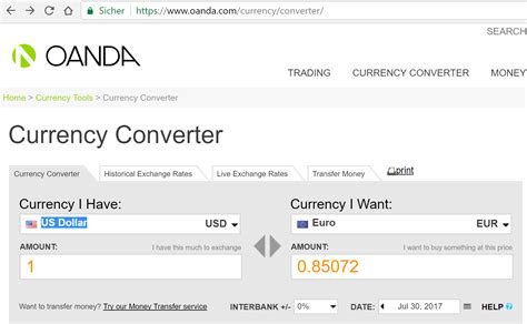 currency rate oanda